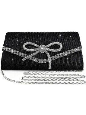 Sparkly Silver & Black Rhinestone Accent 2 Way Bag